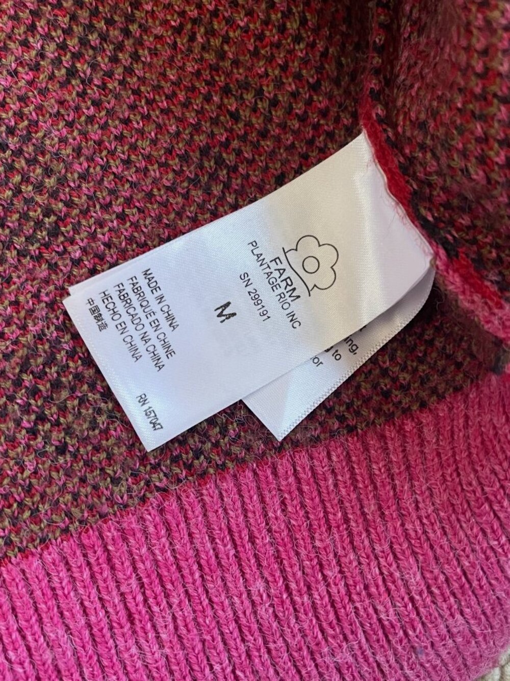 FARM Rio Strawberry Hearts Cardigan Sweater – Pink & Blue Split Print (Size M) - Picture 6 of 8